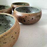 4 glazed pyrite stoneware bowls from the 70s