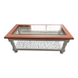 Refurbished vintage coffee table with laminated safety glass