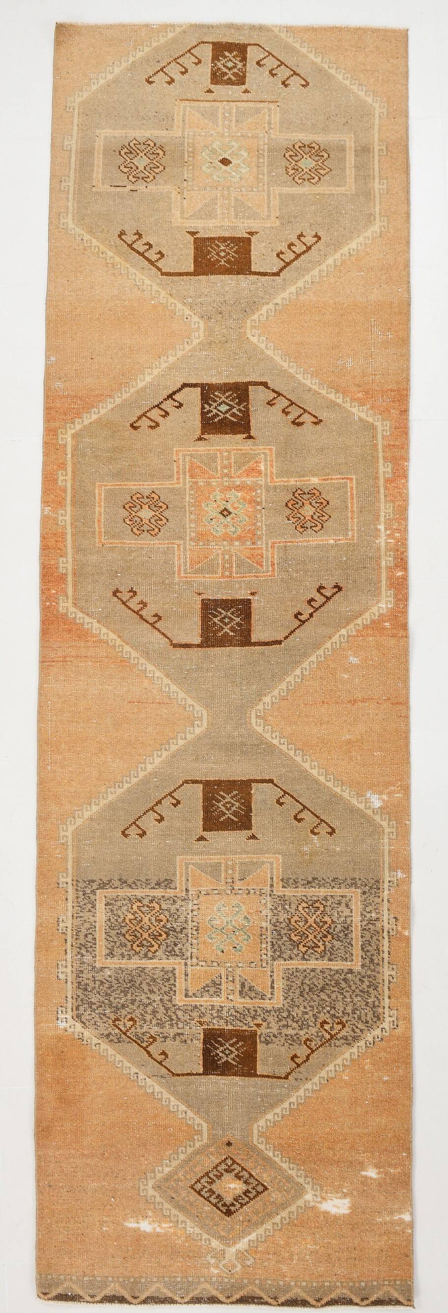 Handmade Wool Runner, Vintage Runner Rug, 92x321Cm