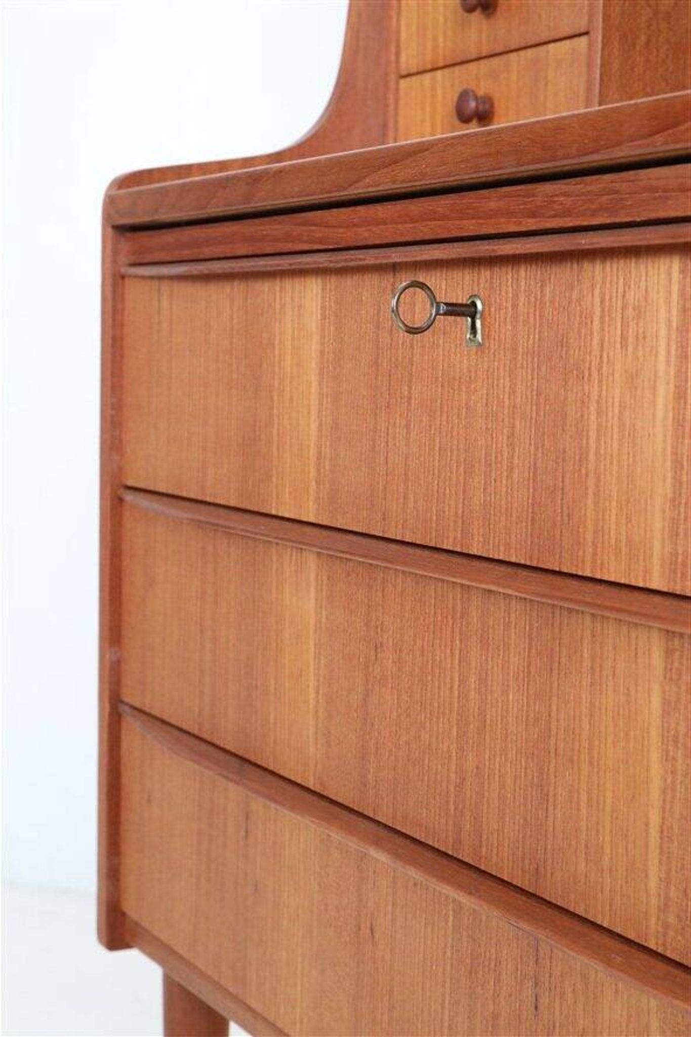 Tall mid-century teak secretary desk / Danish modern design / 1960s