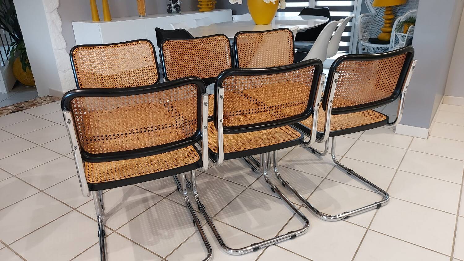 Suite de 6 chaises modèle Cesca B32 par Marcel Breuer vintage 1993