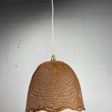 Beehive webbing rattan wicker pendant hanging lamp, 1930s