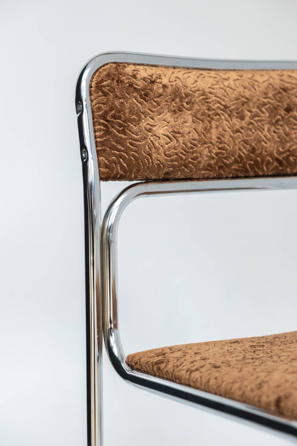 Chrome chair in brown velvet Italian design