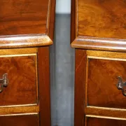 Nightstands in Walnut Burl with Drawers, Set of 2