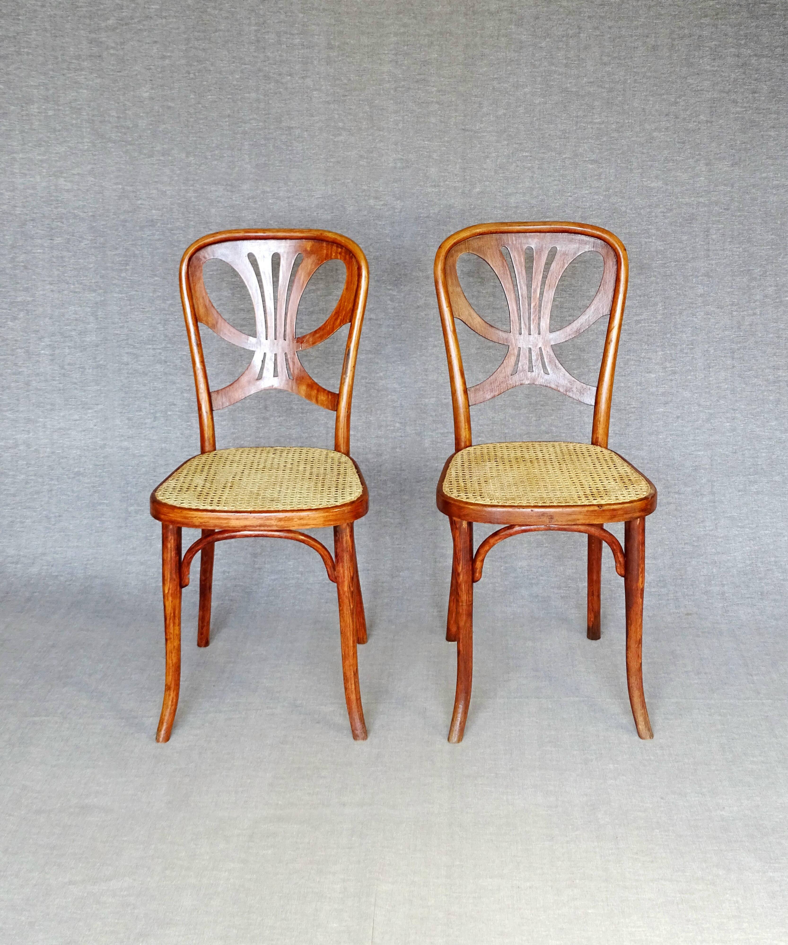 2  Chaises Thonet N°642, 1910, Art nouveau