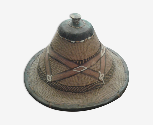 Chapeau colonial ancien paille et cuir | Selency