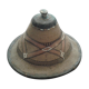 Chapeau colonial ancien paille et cuir