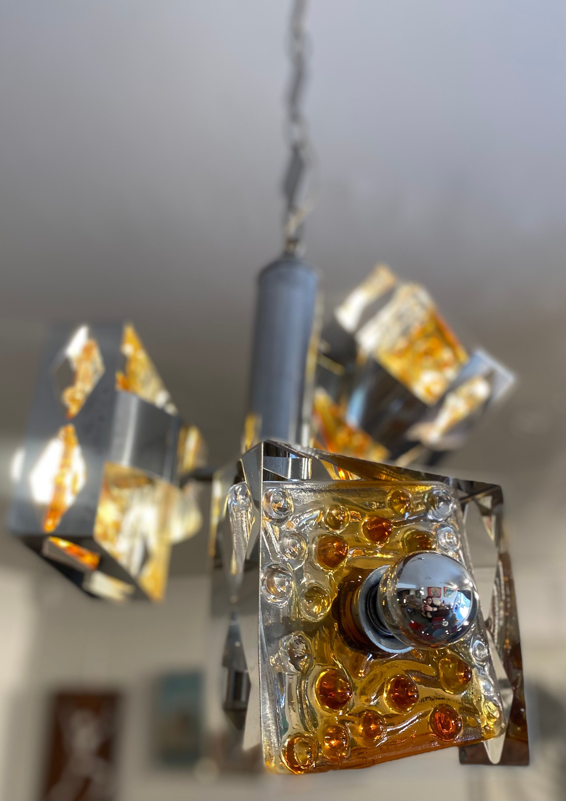 Murano glass pendant lamp by Toni Zuccheri Mazzega Edition 70s