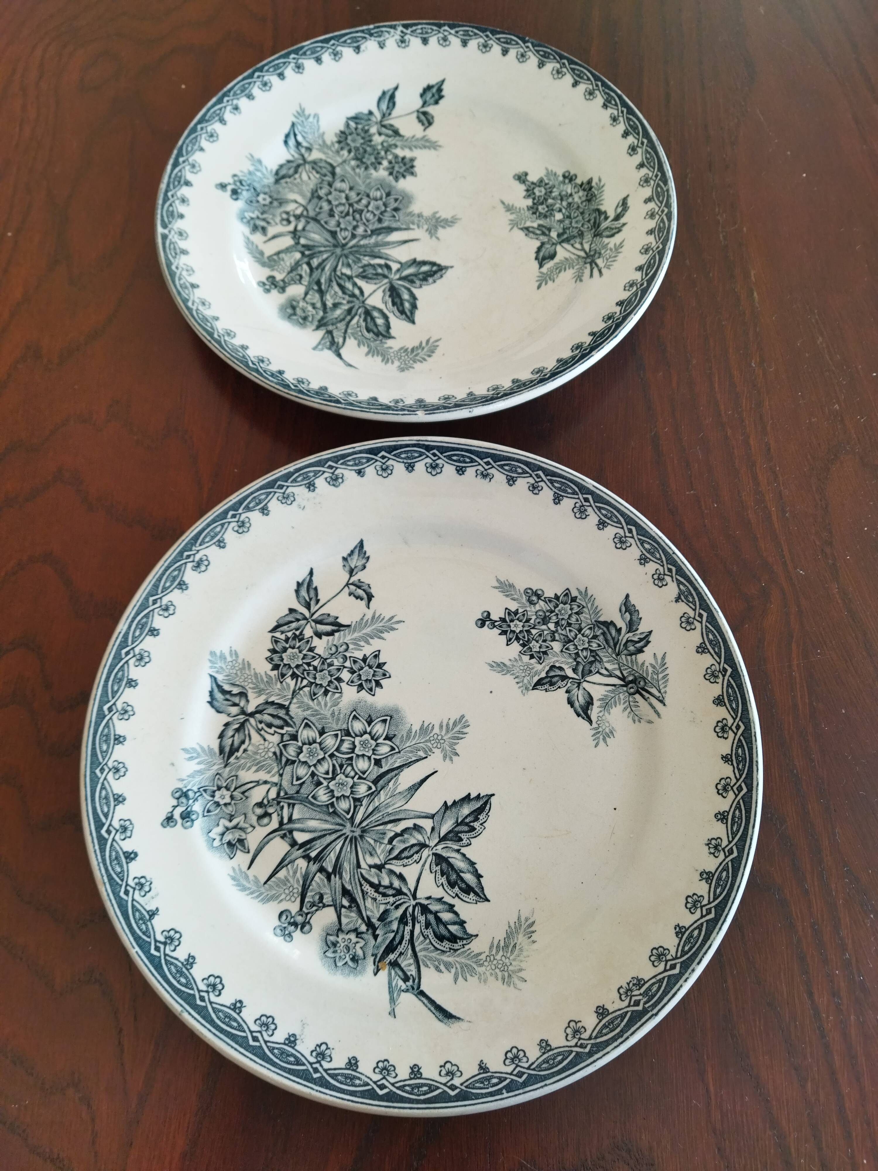 8 iron earthenware plates (St Amand Hamage HB & Cie Sarreguemines Digoin)
