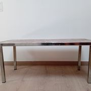 Vintage coffee table metal chrome annes 70 painted ceramic sign vallauris la grange