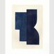 Peinture abstraite 30x40 illustration géométrique bleu foncé signée Eawy
