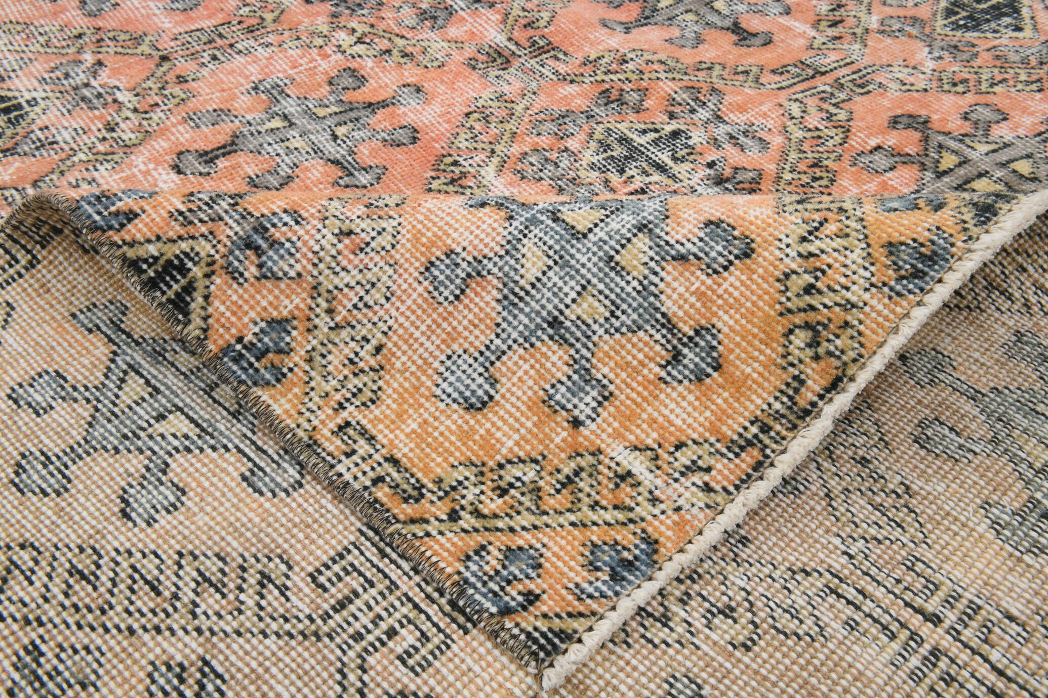 7x10 Pumpink Orange & Black Persian Rug, 208x316Cm