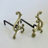 Asymmetrical art nouveau bronze chenets