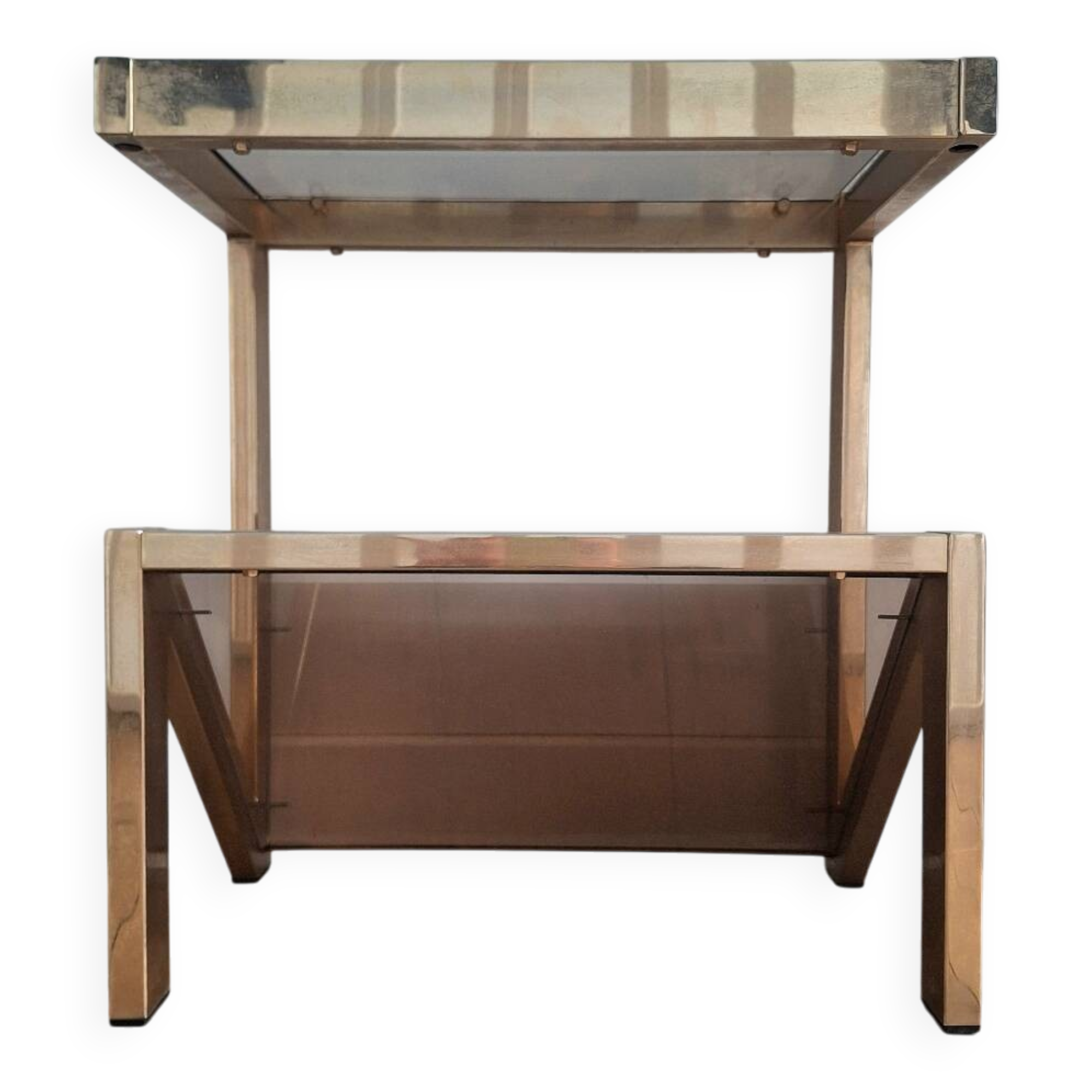 Table d’appoint vintage 23 ct, porte revues design Belgo Chrom