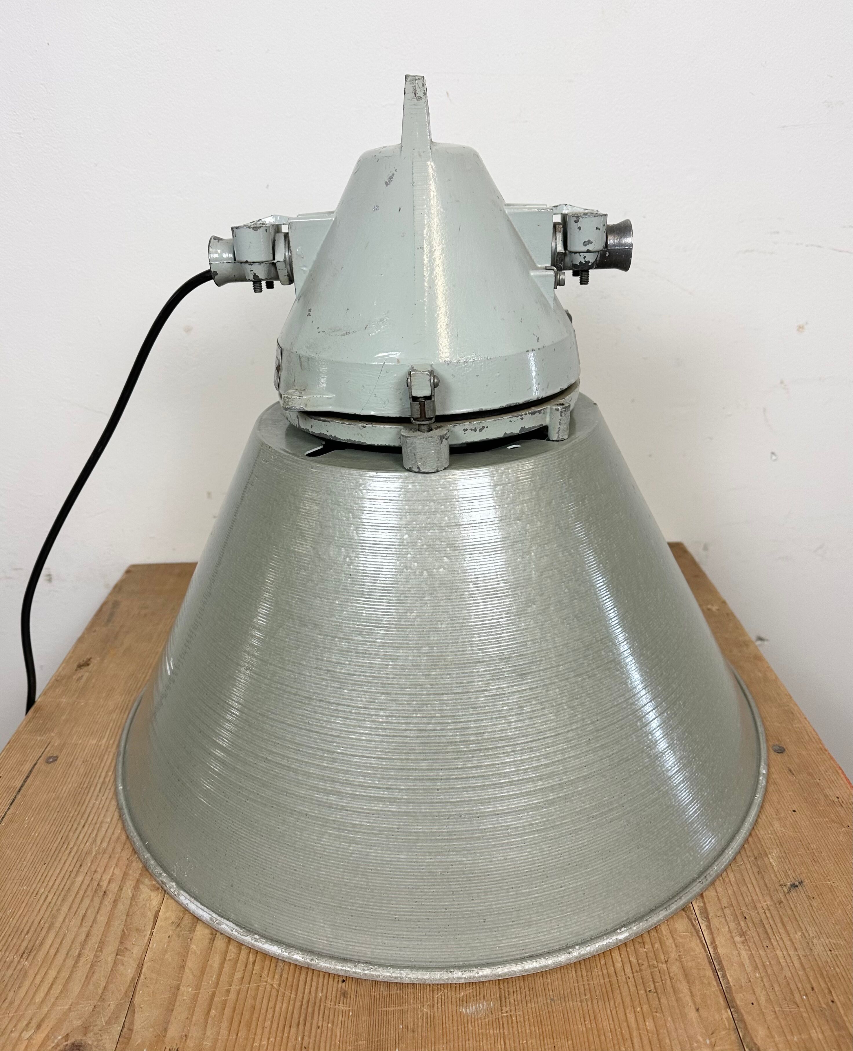 Industrial explosion proof lamp with aluminium shade from Elektrosvit, 1970s