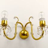 Lobmeyr Vienna Belle large wall sconce in brass and crystal, Austria, 1950s