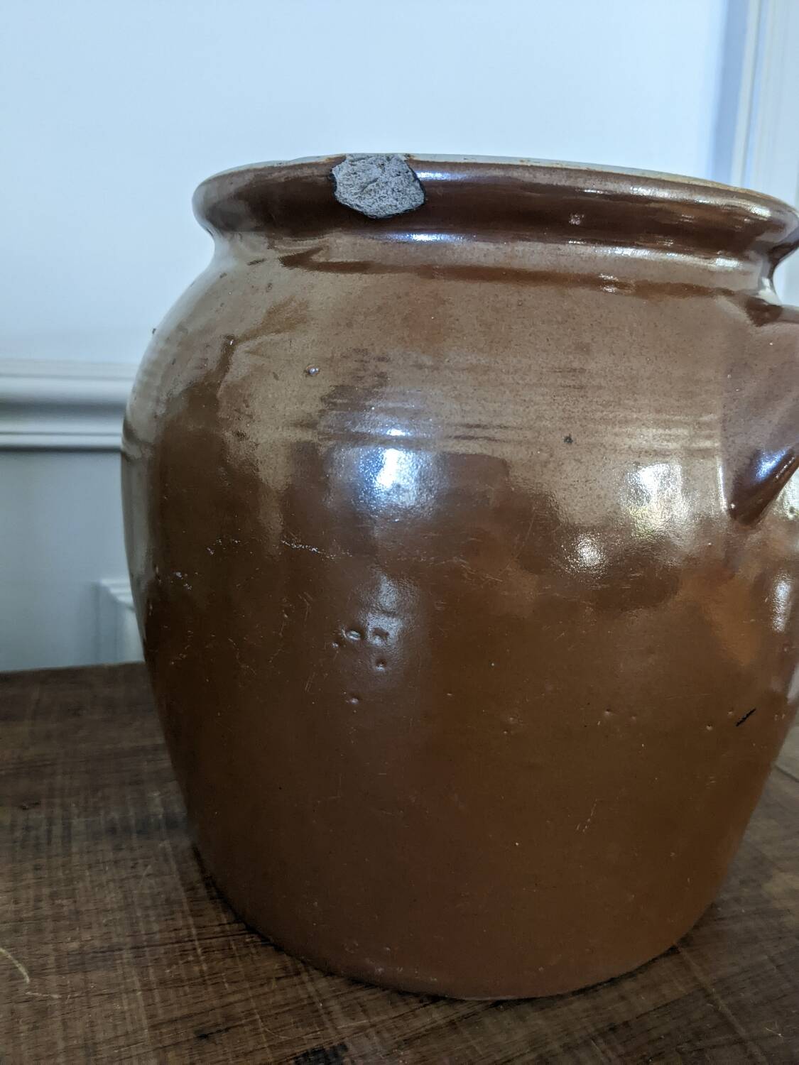 Glazed stoneware confit pot