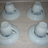 4 cups and sub-cups ceramic white and blue