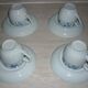 4 cups and sub-cups ceramic white and blue