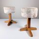 Pair of Scandinavian pine and fabric stools, 1980s