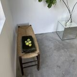 Oak and straw farm bench