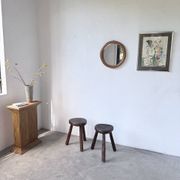 Woven wicker round mirror 1960