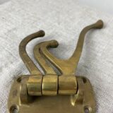 Three-pronged folding brass coat hook
