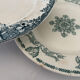 Lot of 6 blue-green ironstone dessert plates, French faience.