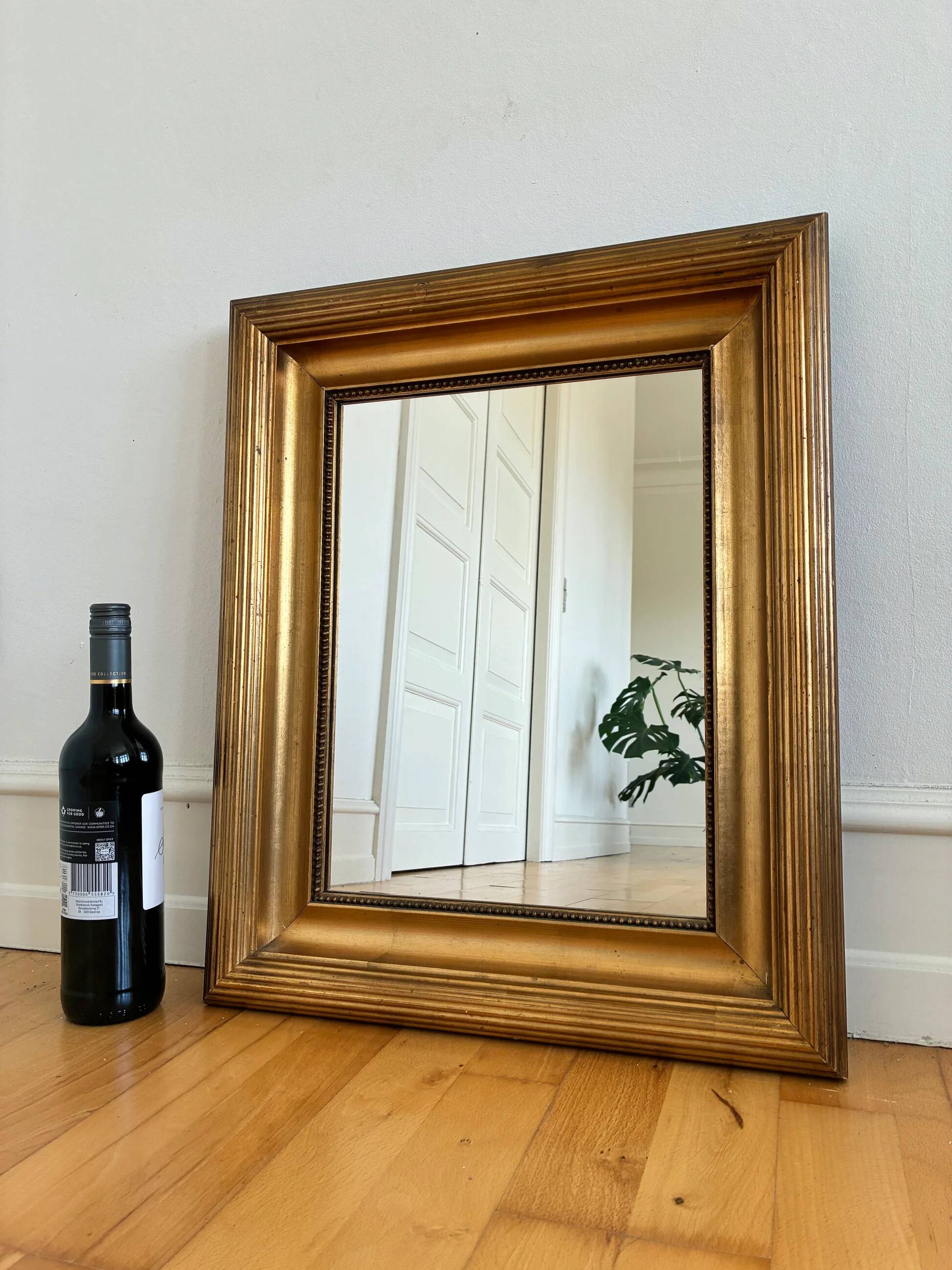 Paire de miroirs muraux en bois doré danois antiques, fin du 19e siècle
