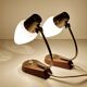 Pair of Scandinavian Lamps, Teak Glass