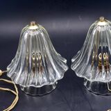 Set of 2 Art Deco Murano glass Barovier e Toso table lamps, 1950
