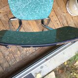 Formica vintage green table and opaline - 6 matching chairs