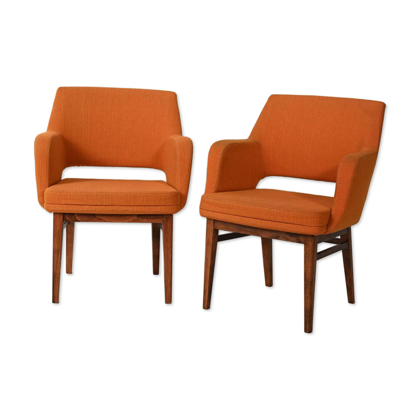 Pair of orange Oslosund armchairs by Kinnarps, 1950s