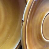 Set of 6 bowls and 6 matching plates in vintage brown