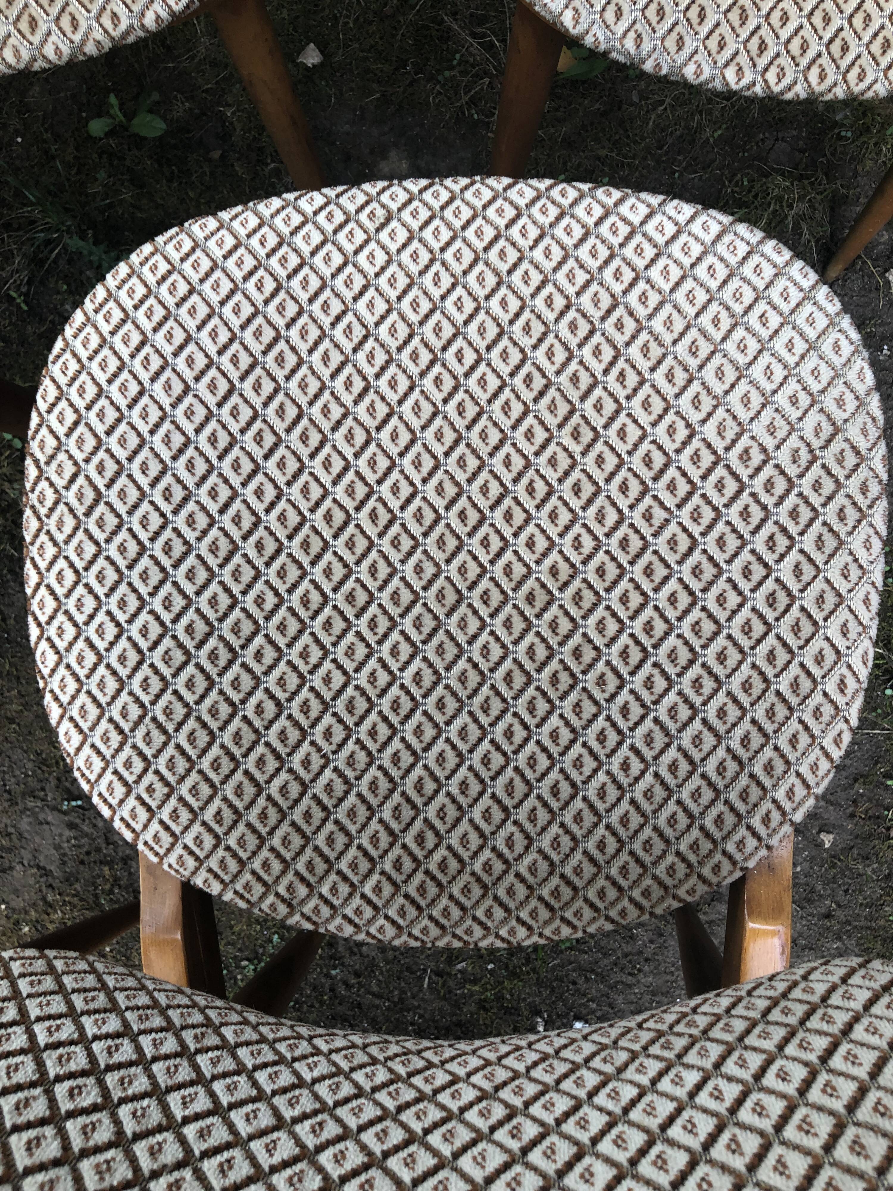 Wooden and velvet chairs 60s