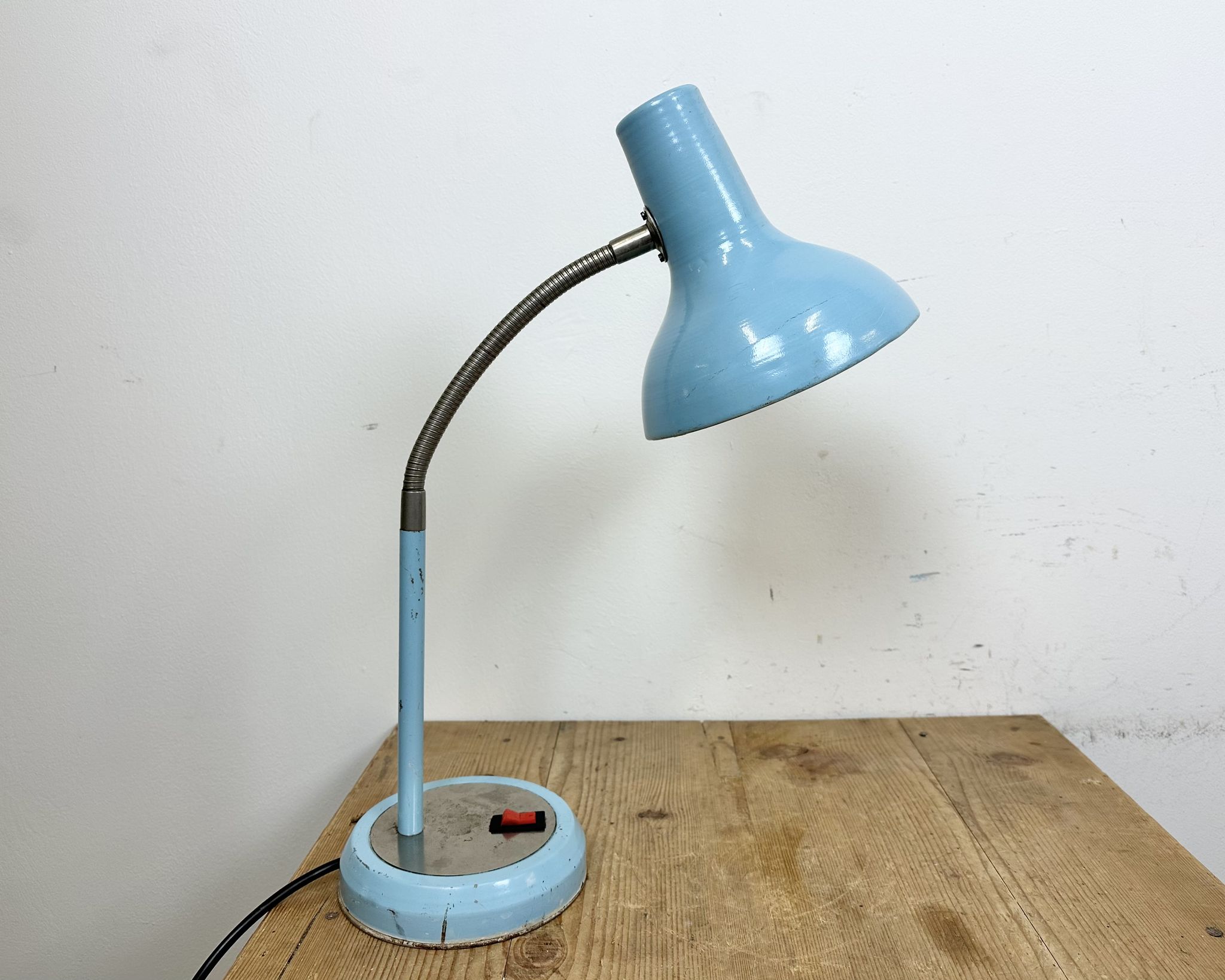 Blue Industrial Gooseneck Table Lamp, 1960s