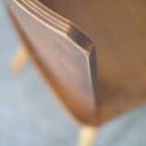 Series of four vintage brutalist wooden chairs 1960