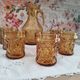 Vintage Italian orangeade or lemonade service 8 pieces 7 people textured amber glass