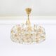 Golden brass and crystal chandelier, Sciolari design by Palwa, Germany, 1970s.
