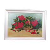 Tableau huile sur panneau bouquet signé S. Lallement
