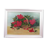 Tableau huile sur panneau bouquet signé S. Lallement