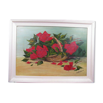 Oil painting on panel bouquet signed S. Lallement