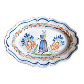 Oval earthenware dish Quimper old 19th