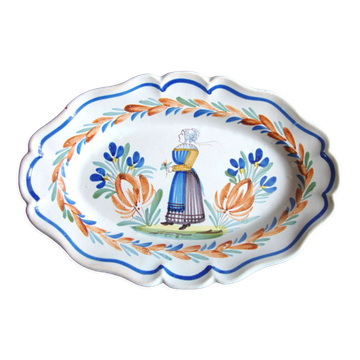 Plat ovale en faïence Quimper ancien 19ème