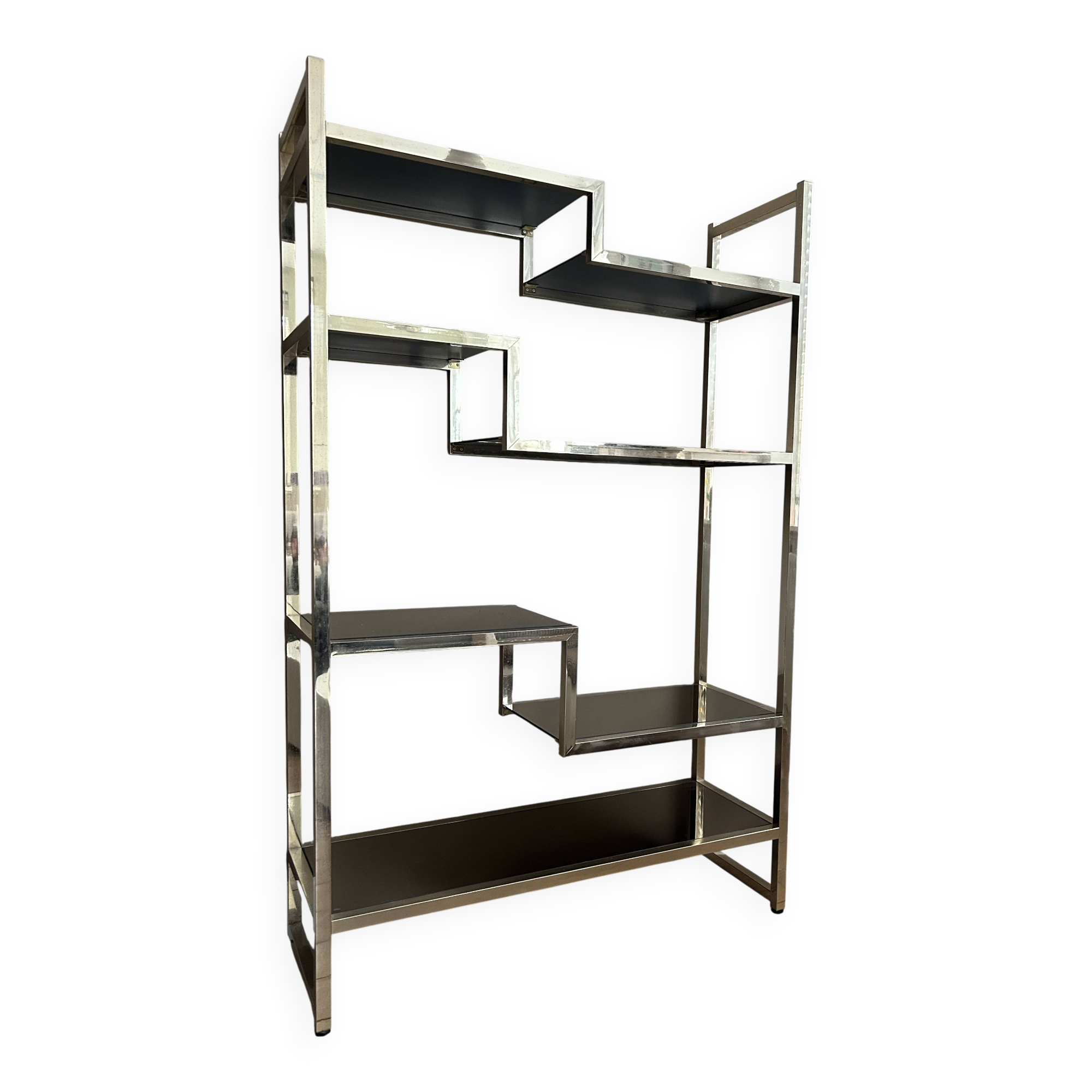 Vintage wandkast in goud / spiegelglas in stijl van Willy Rizzo / Vandel