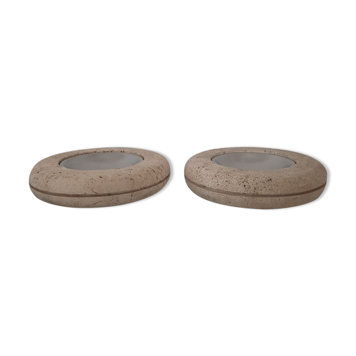 Pair of valet trays - 1980s - travertine