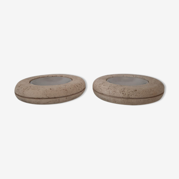 Pair of valet trays - 1980s - travertine