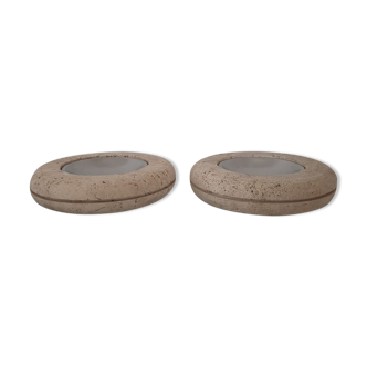 Pair of valet trays - 1980s - travertine