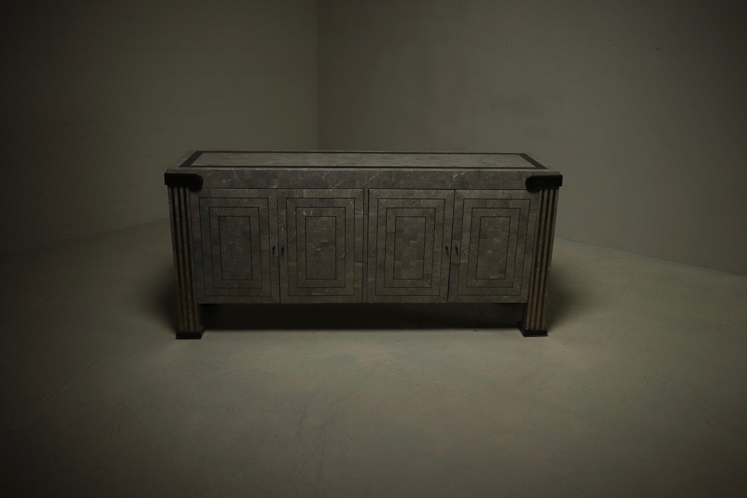 Maitland-Smith tessellated marble and brass sideboard 1980s
