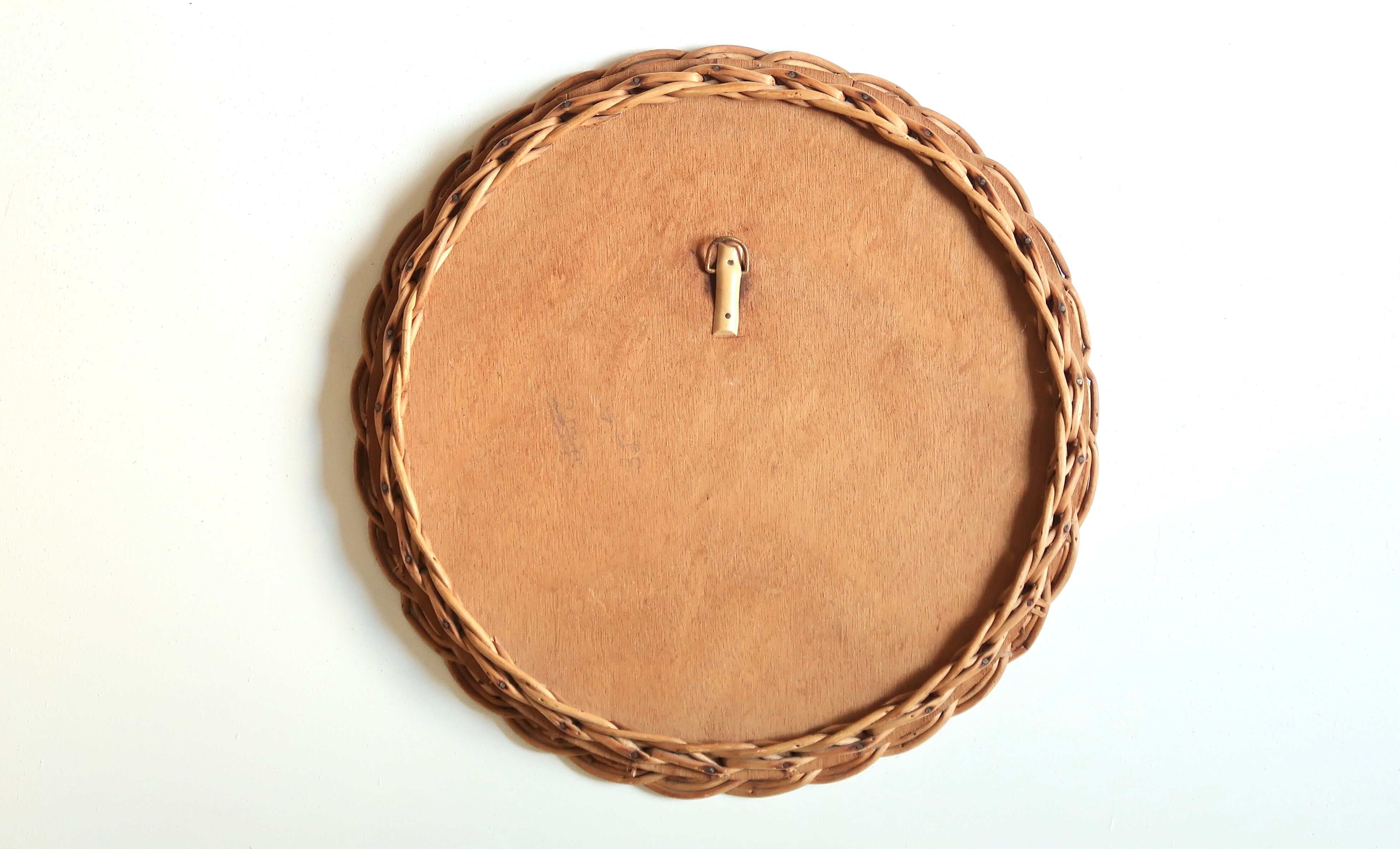 Round wicker mirror, 50s